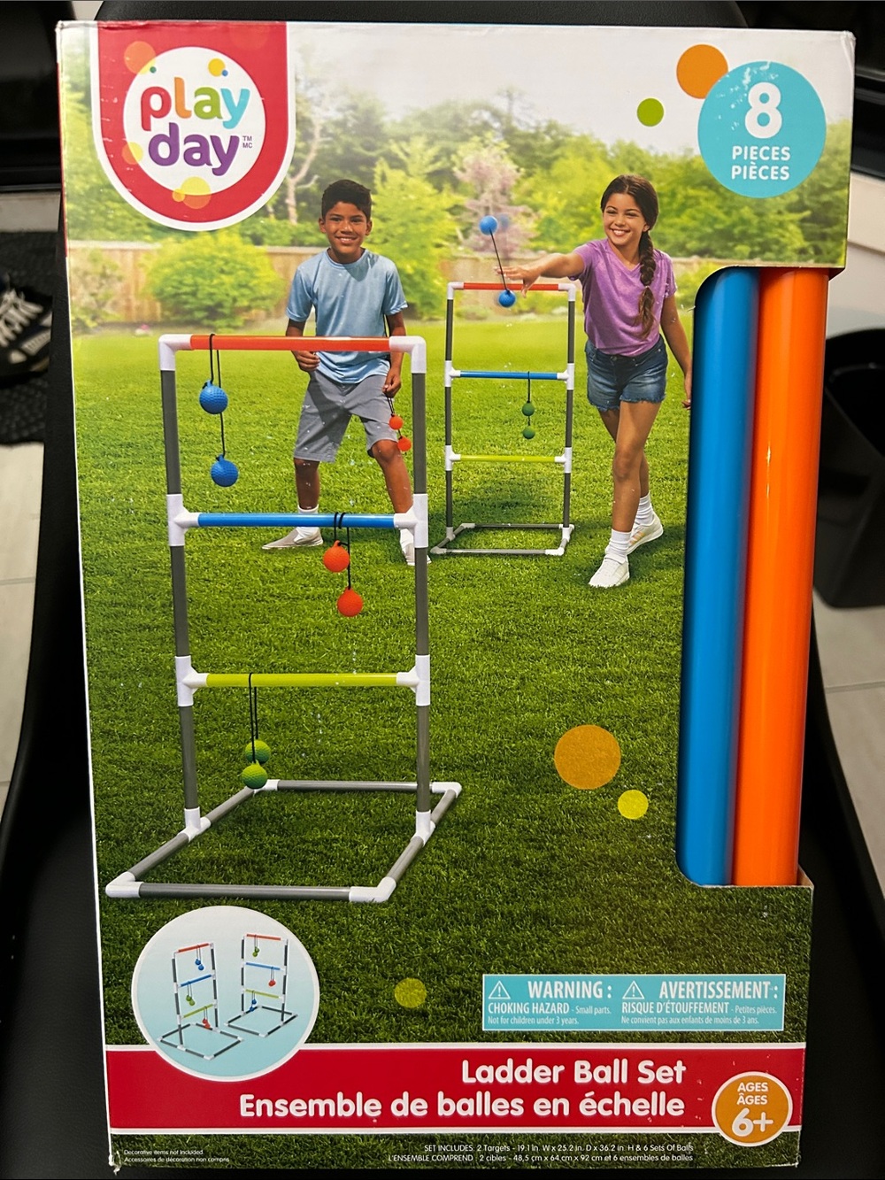 BNIB 🆕 Play Day Kids Ladder Ball Set - Set Includes 2 Targets & 6 Balls